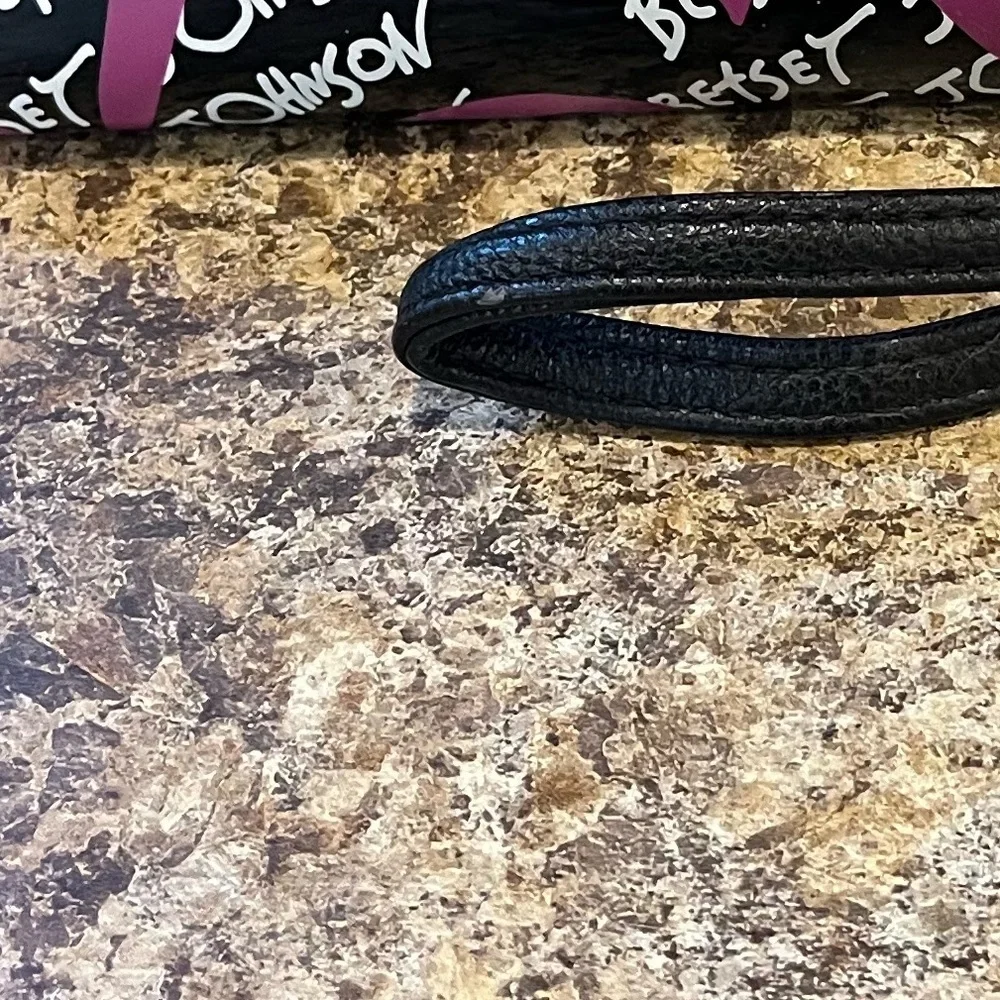 Betsey Johnson Black and Pink Wristlet with Heart Design